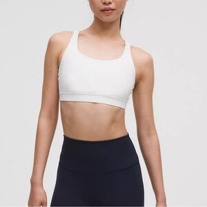 Lululemon Energy Sports Bra Criss Cross Strappy Back, White, Size 2